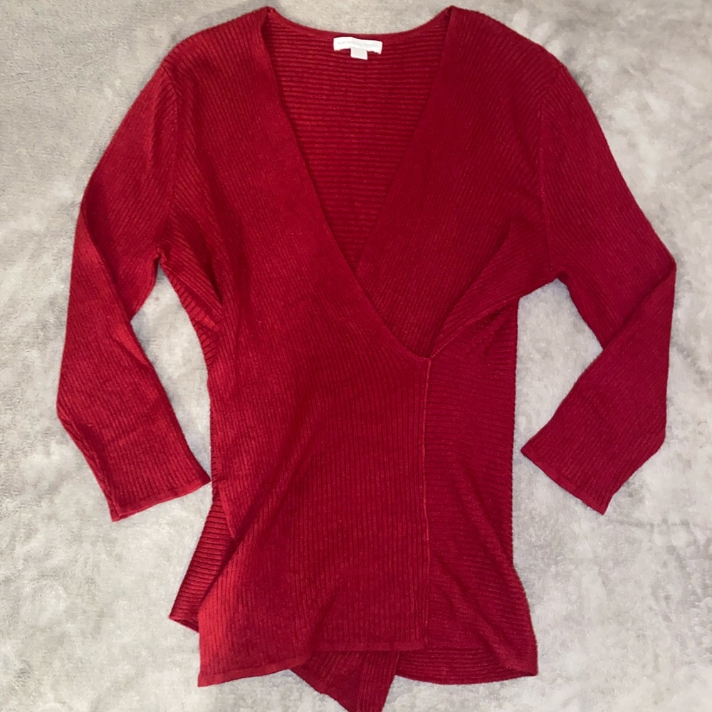 New York and Company Red Deep V Sweater